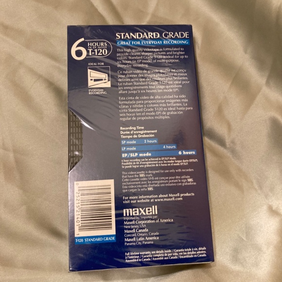 Maxell Still Sealed NWT T-120 VHS Videocassette Tape 6 Hour - Picture 2 of 4